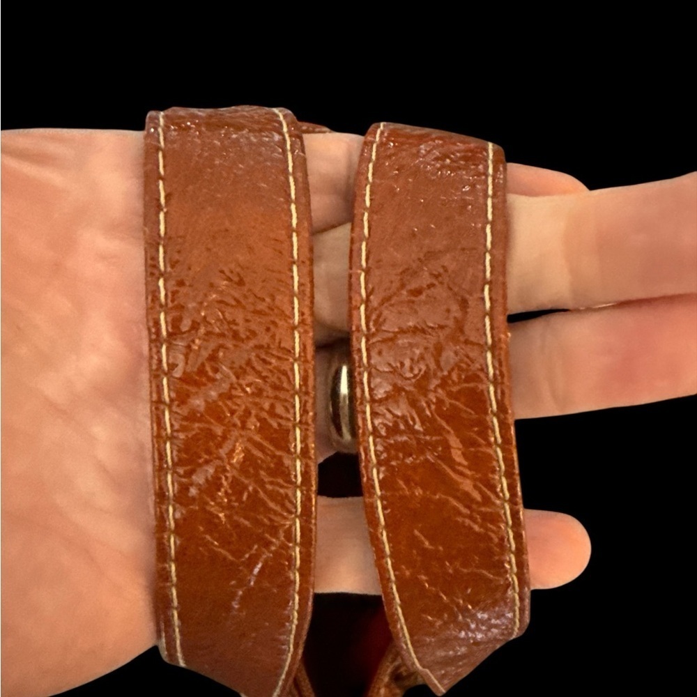 Cognac Brown/Distressed Satchel | Studded Detail | Top Handle Handbag - Picture 2 of 6